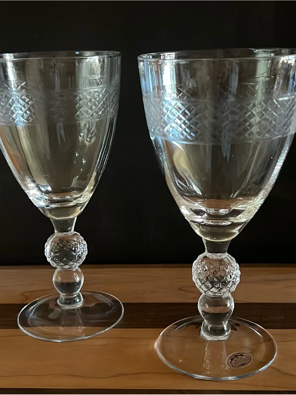 Vintage Home Essentials & Beyond Crystal Clear Eton Pattern Wine Glass Goblets